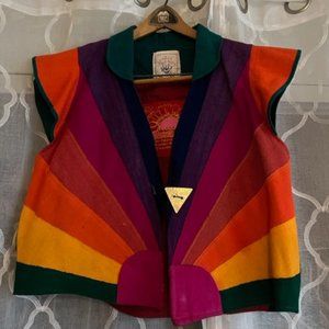 80's VERY RARE Space Islands Light Industrys Bali Rainbow Reversible Vest